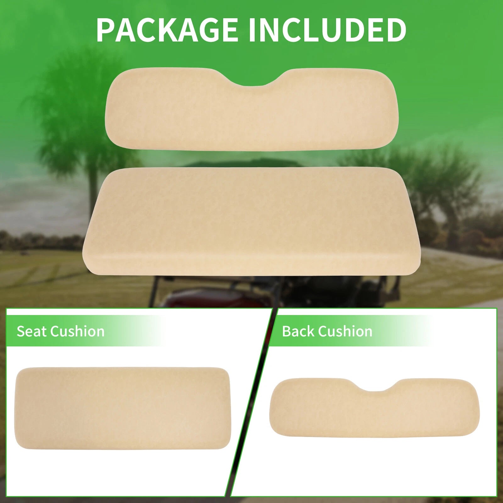 Rear Tan Golf Cart Seat & Back Cushion for Ezgo TXT, RXV, ST, ST Sport, Valor