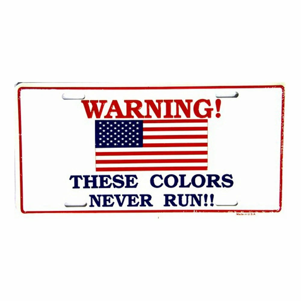 American Flag Metal License Plate 6x12