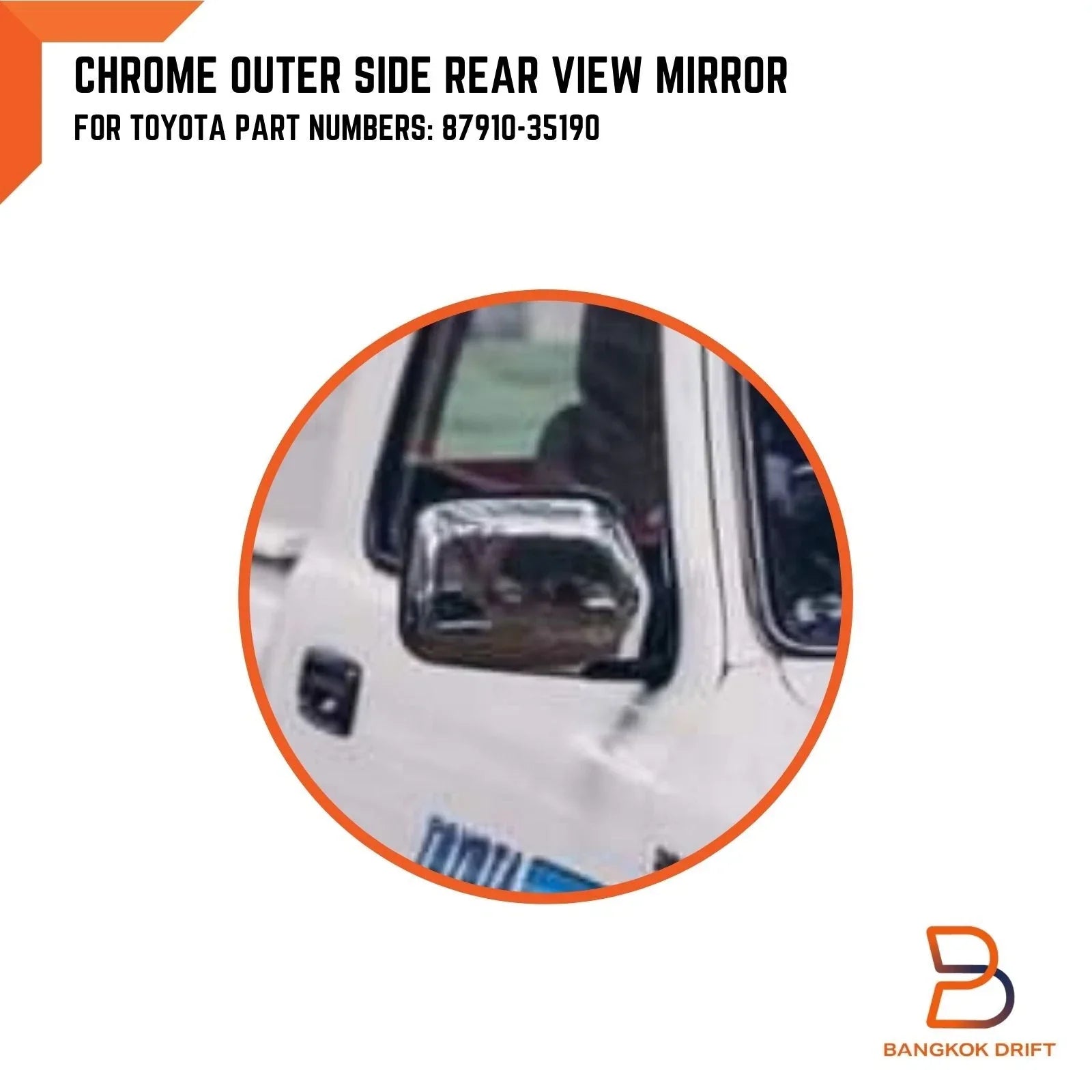 Chrome Door Mirror RH for Toyota Hilux LN106 4WD Ute 4Runner Surf (1988-1997)