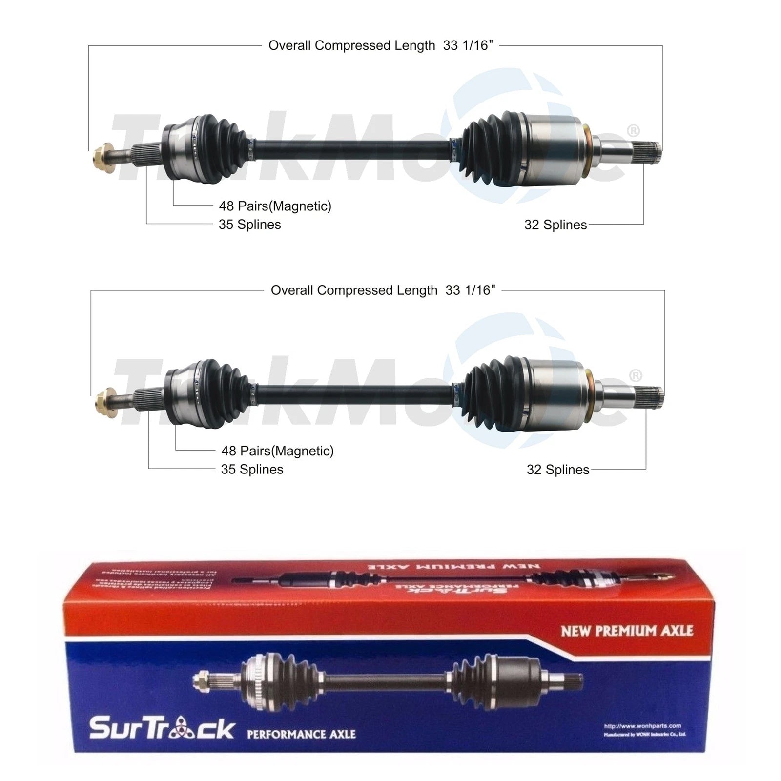 Set of 2 Rear CV Axle Shafts for Dodge Charger (2015–2016)
