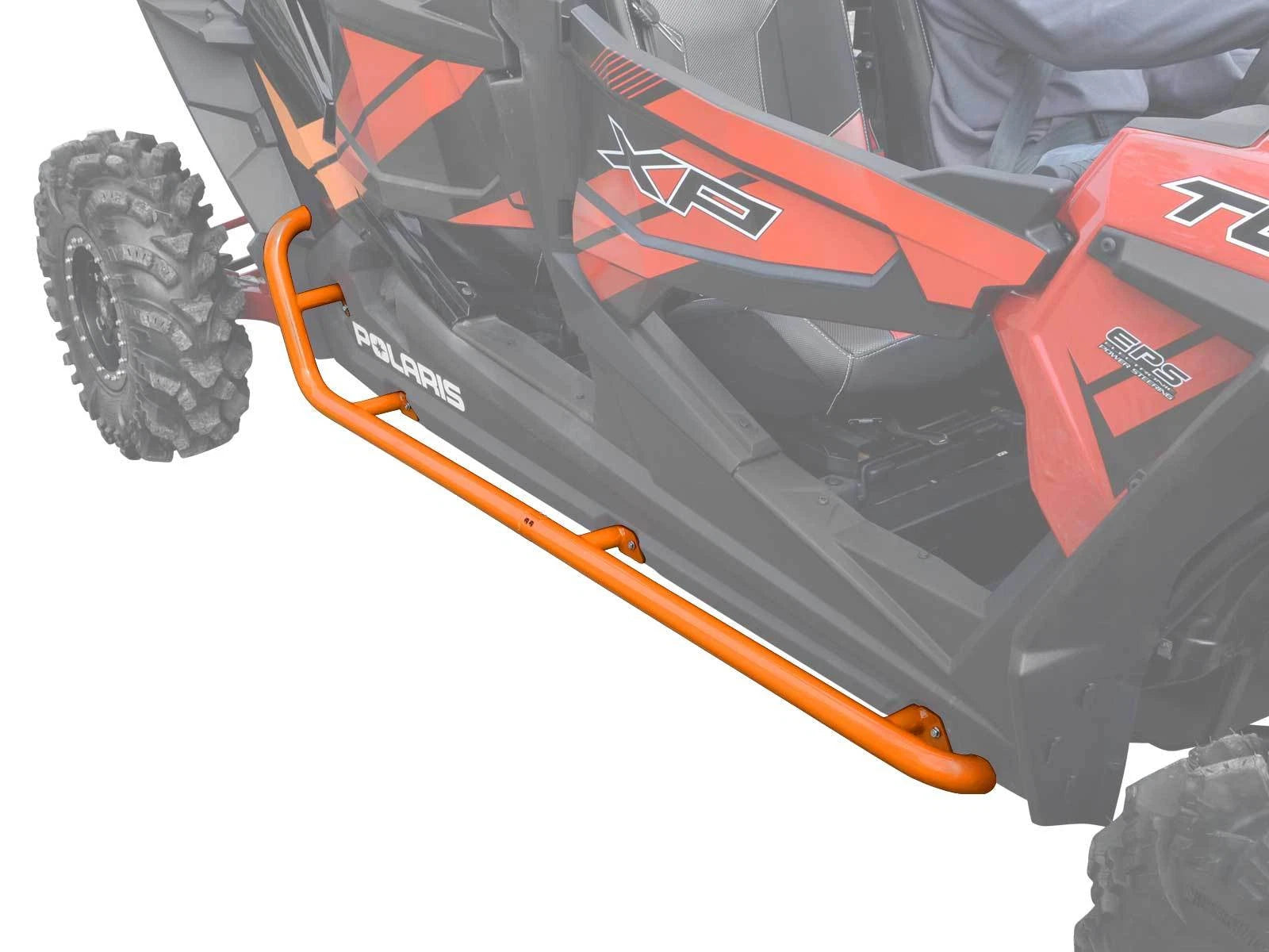 SuperATV Rock Sliding Nerf Bars for Polaris RZR XP 4 1000 (2014–2023) - Orange