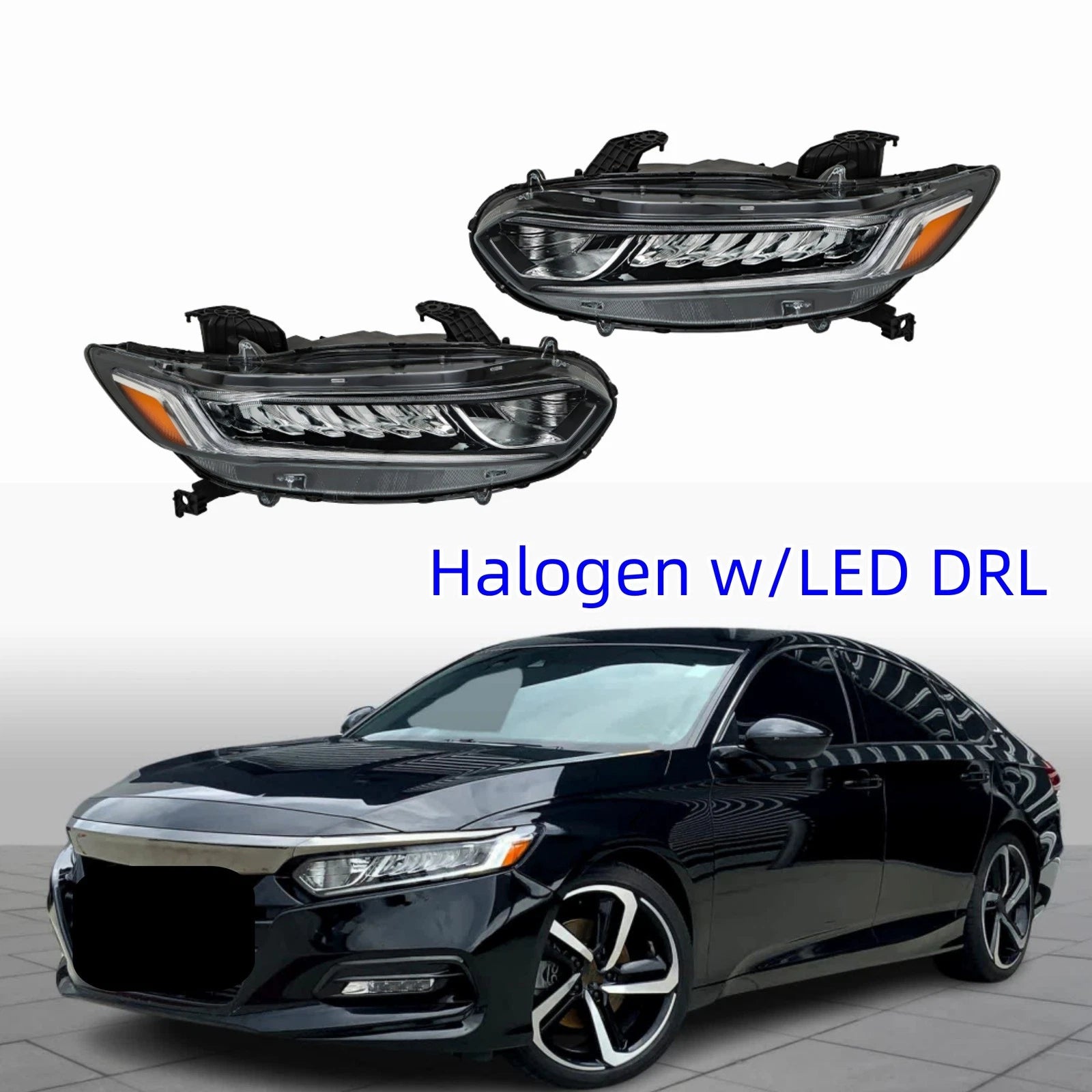Headlights with LED DRL for Honda Accord (2018–2020) Driver + Passenger Side