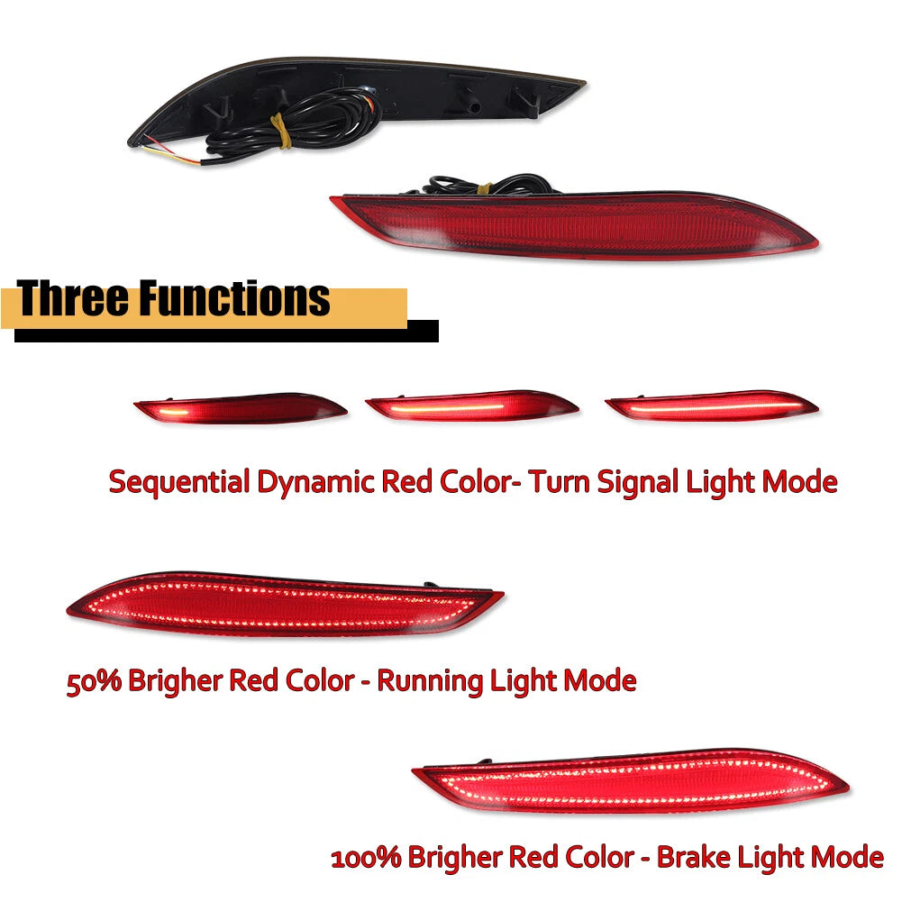 2X LED Rear Bumper Reflector Tail Lights for Chevy Cruze (2016–2019)