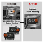 Set of 2 Halogen Headlights for GMC Canyon (2015–2022) Black Conversion W/Bulbs