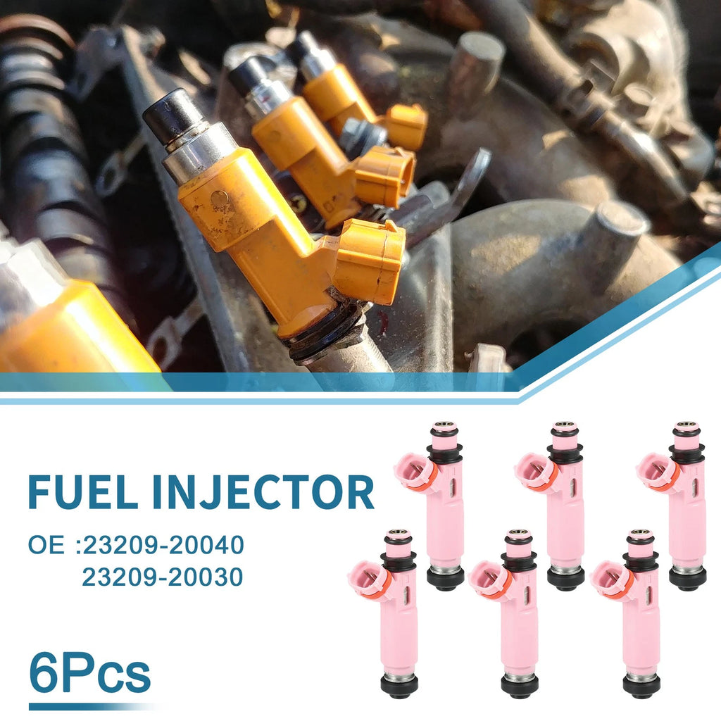 Set of 6 Fuel Injectors No.23209-20040 for Toyota Highlander Hybrid (2006–2010)