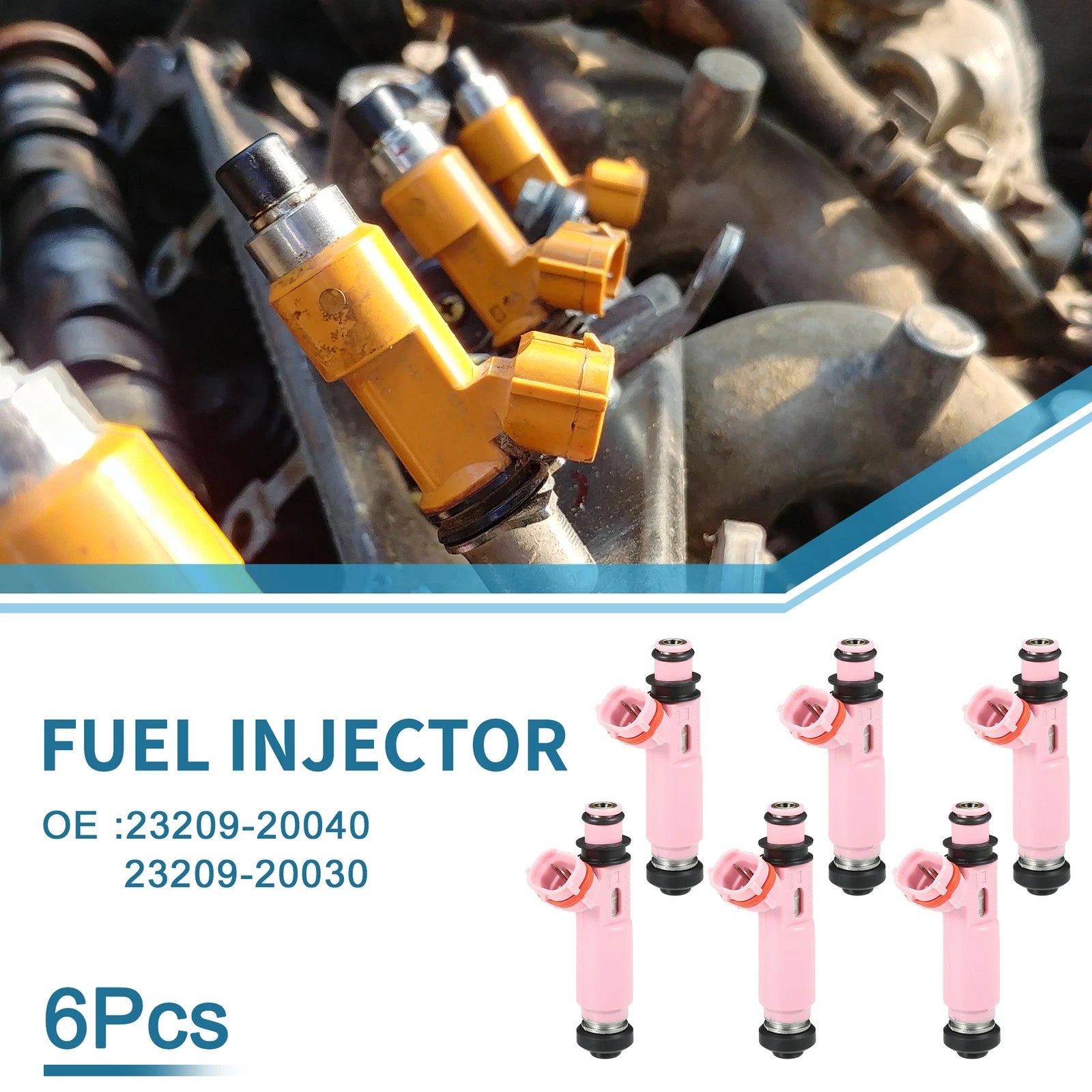 Set of 6 Fuel Injectors No.23209-20040 for Toyota Highlander Hybrid (2006–2010)