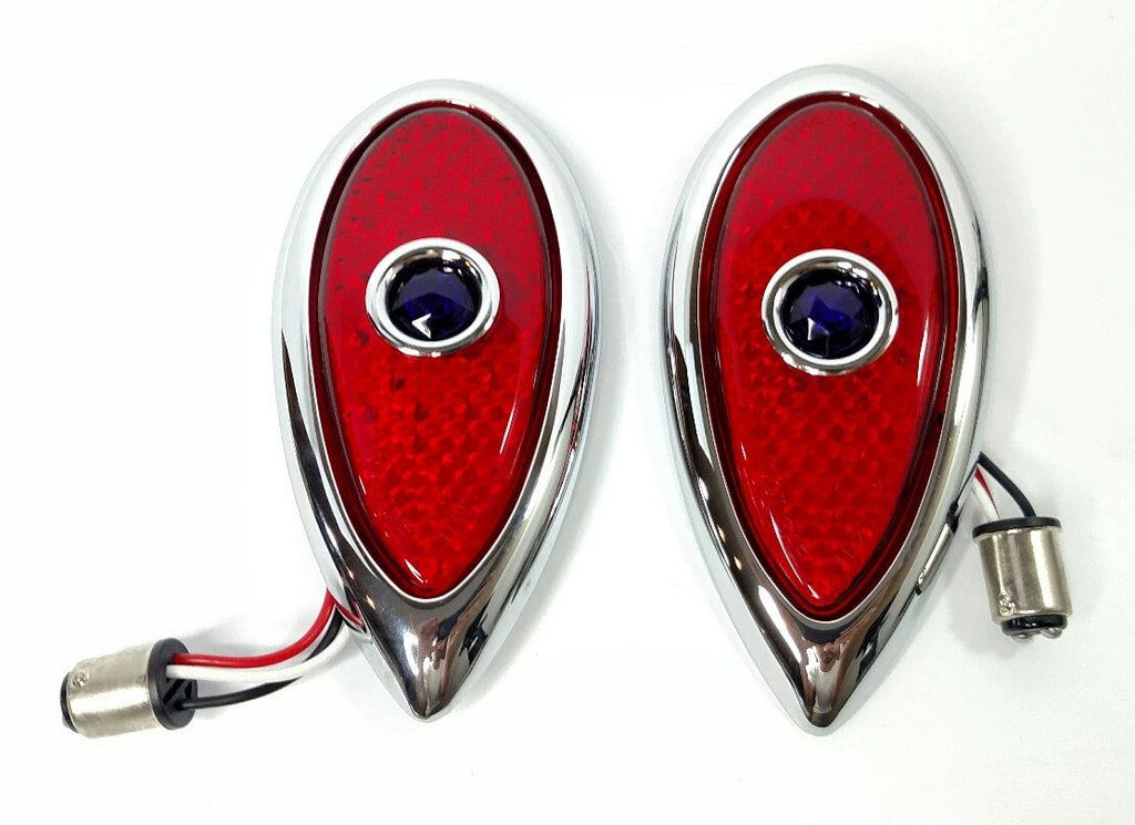Flush Mount LED Tail Lights Pair with Chrome Bezel for Ford Style (1938–1939)