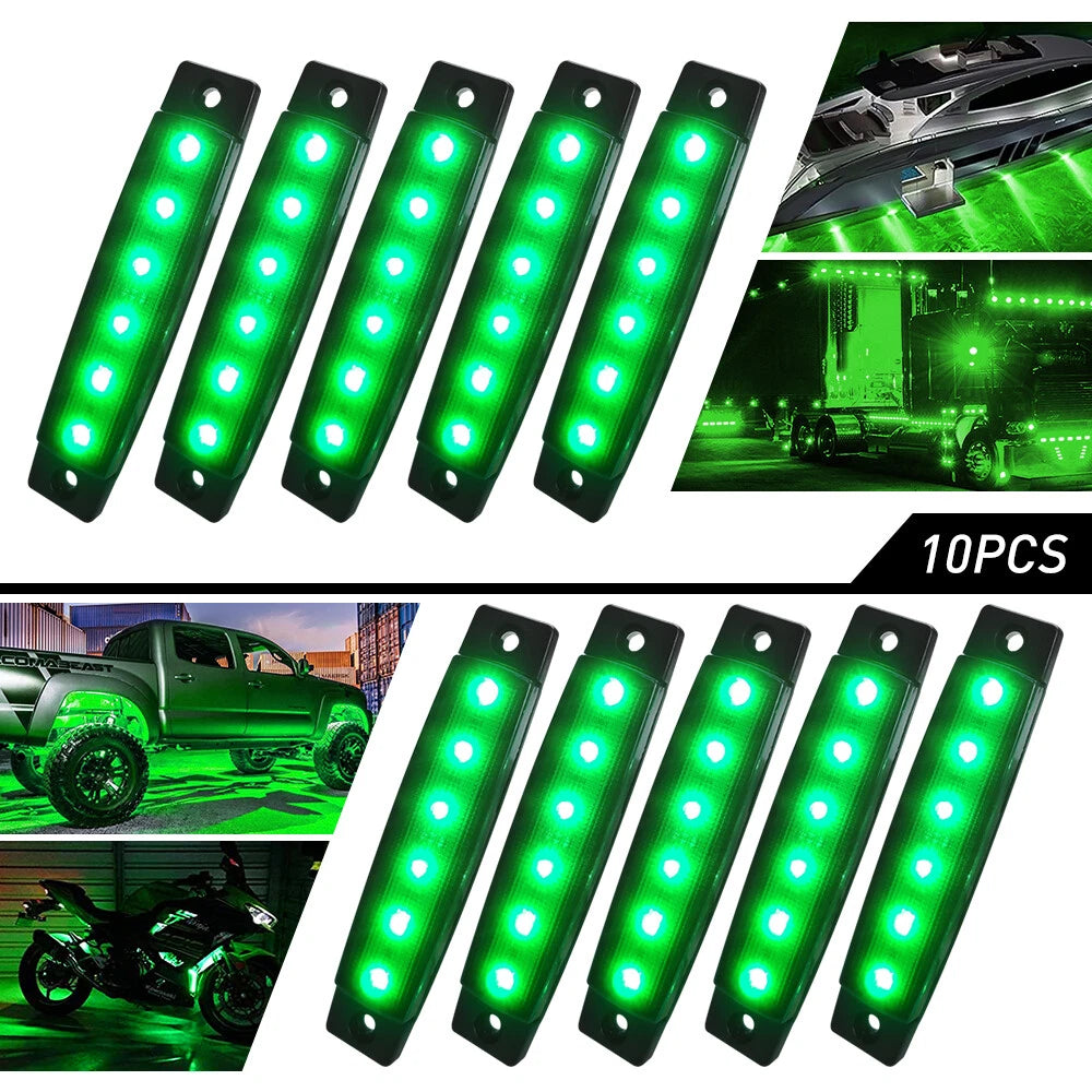 10x Green Smoked LED Rock Lights for Jeep (Offroad, UTV, ATV)