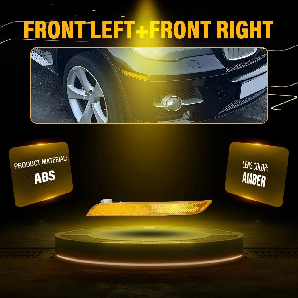 Set of 2 Front Bumper Amber Side Marker Reflectors for BMW X6 E71 E72 (2008–2014)