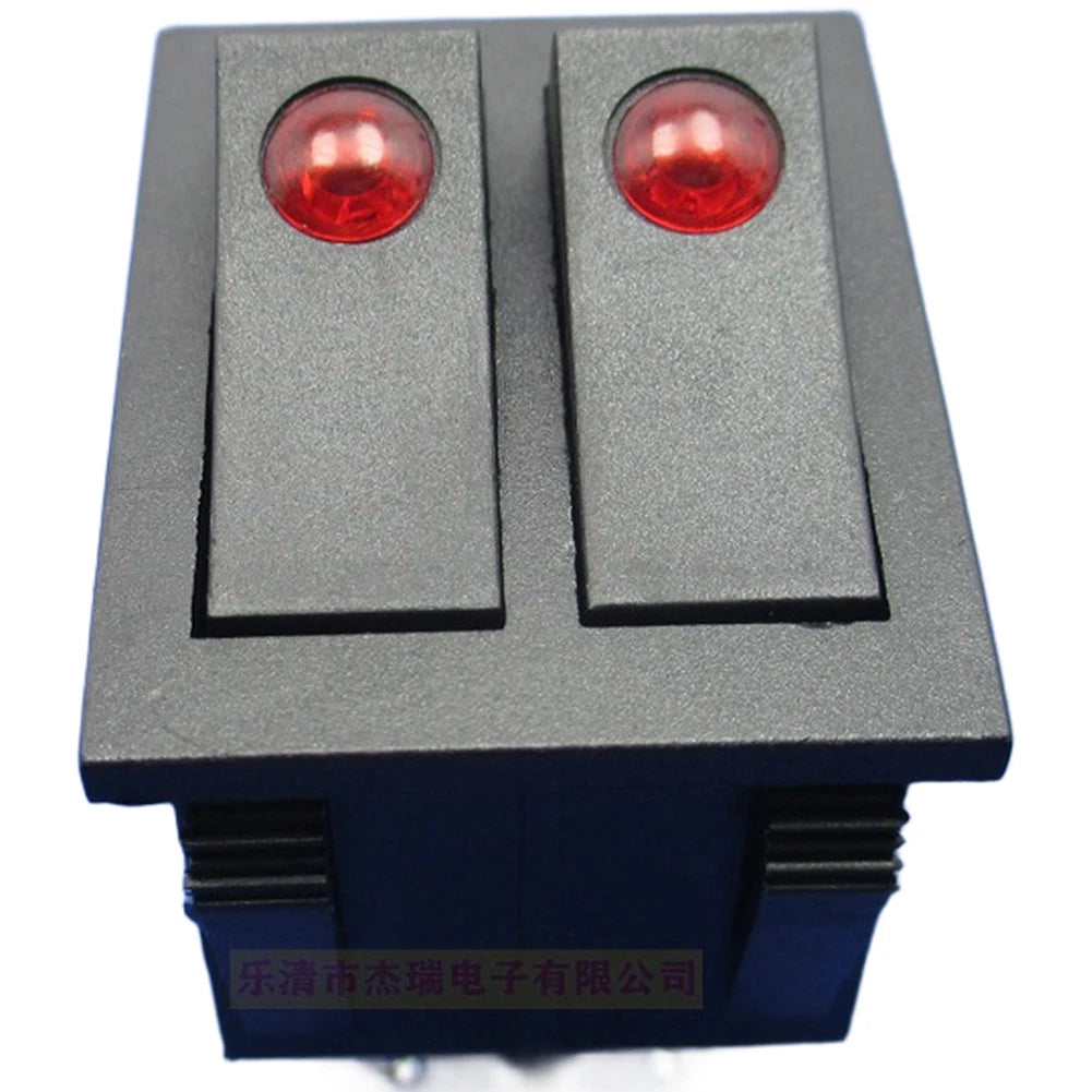 2X Boat Style Rocker Switch 6 Pin 2 Position with Light 16A Polyamide