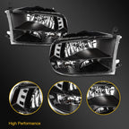 2Pcs Headlight Assembly for Dodge Ram 1500 2500 3500 (2009–2018) Black Quad
