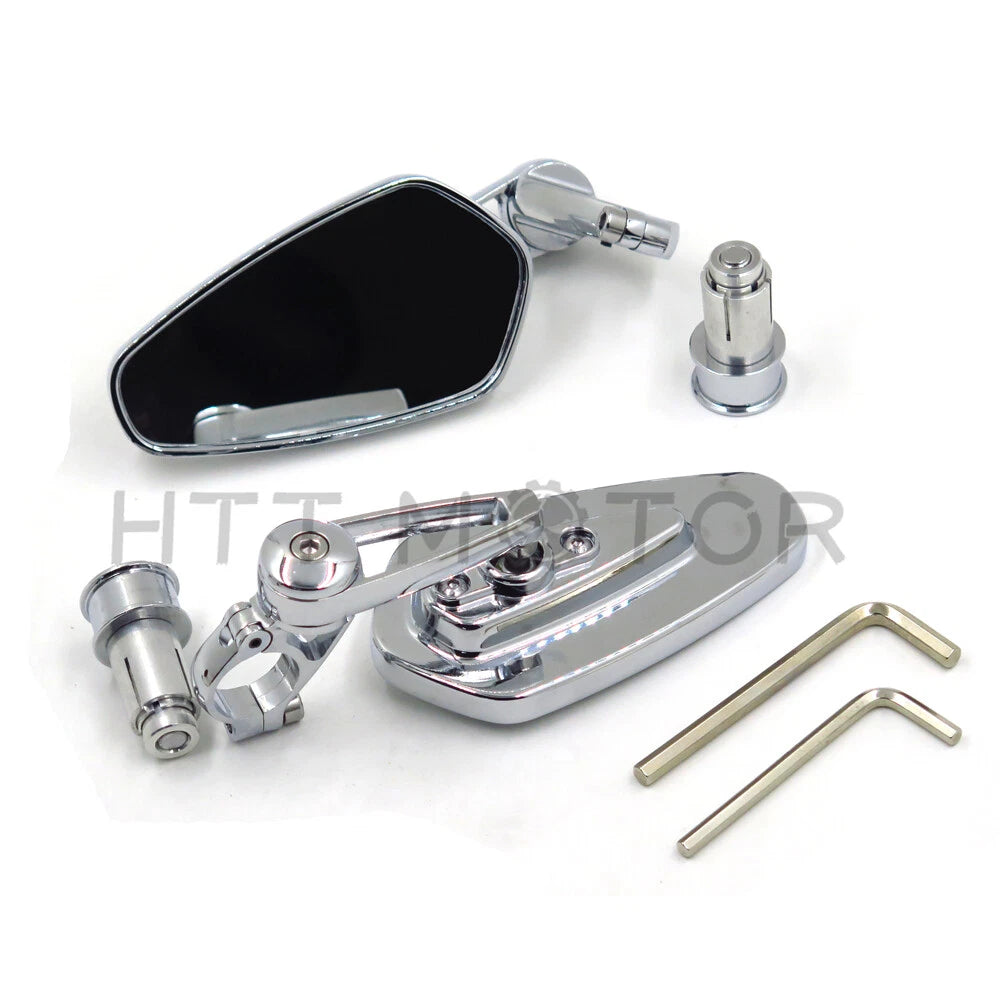 7/8" 22mm Universal Motorcycle CNC Aluminum Black Arrow Bar End Mirrors