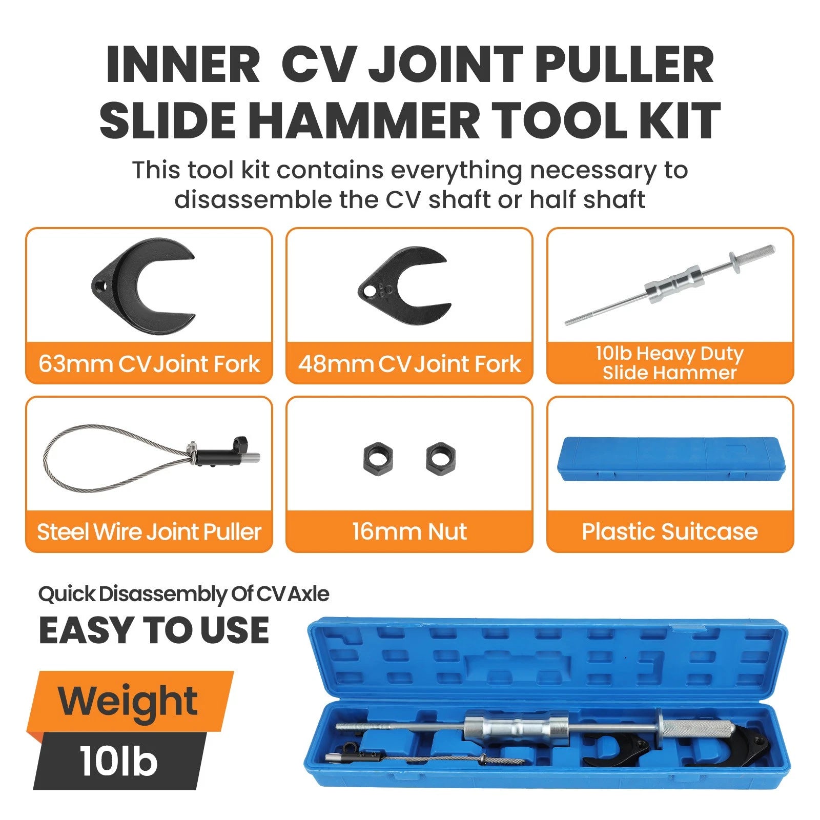 Inner CV Axle Puller Tool for Universal Use (48mm & 63mm)