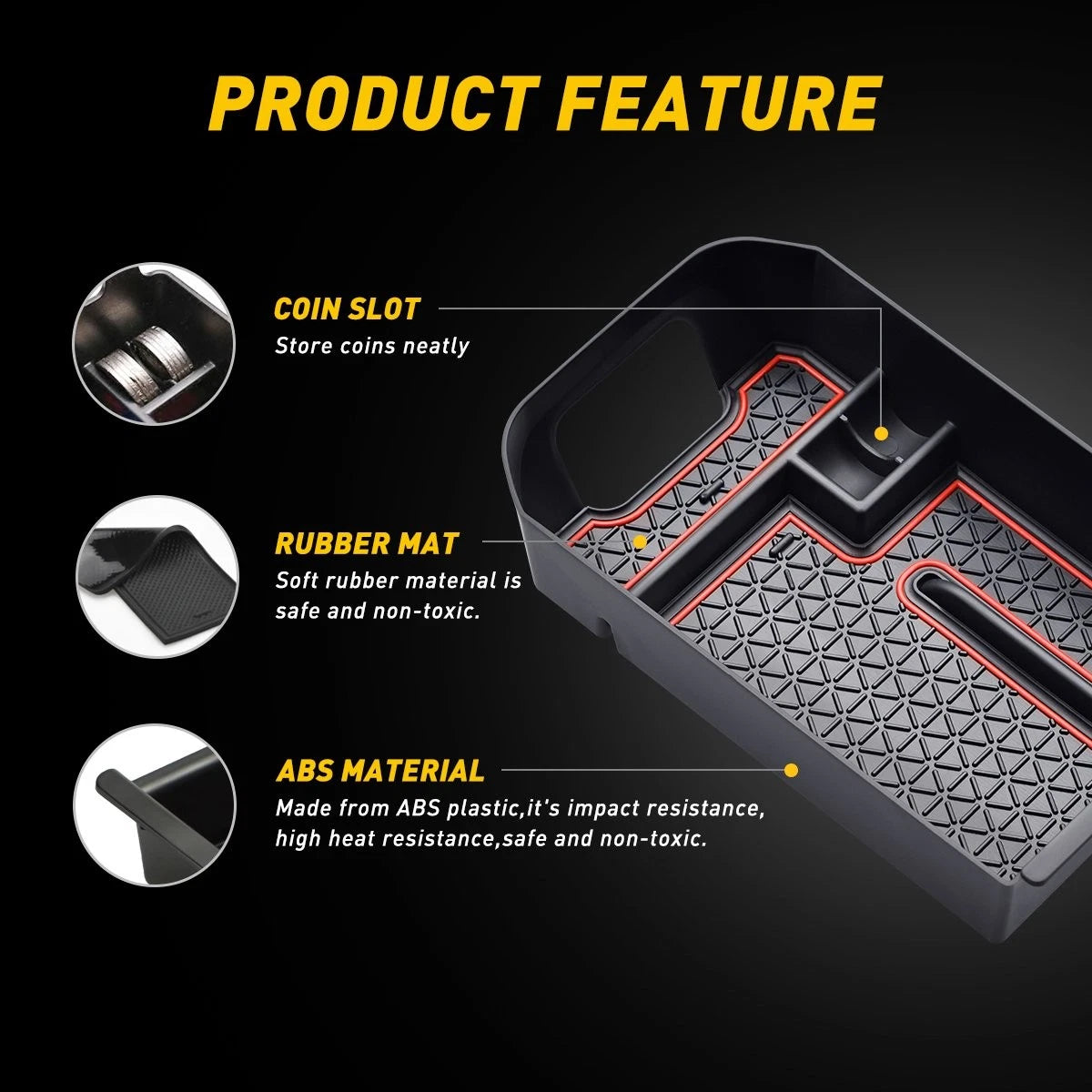 Center Organizer Console Holder for Toyota RAV4 (2019–2020) ABS AJ