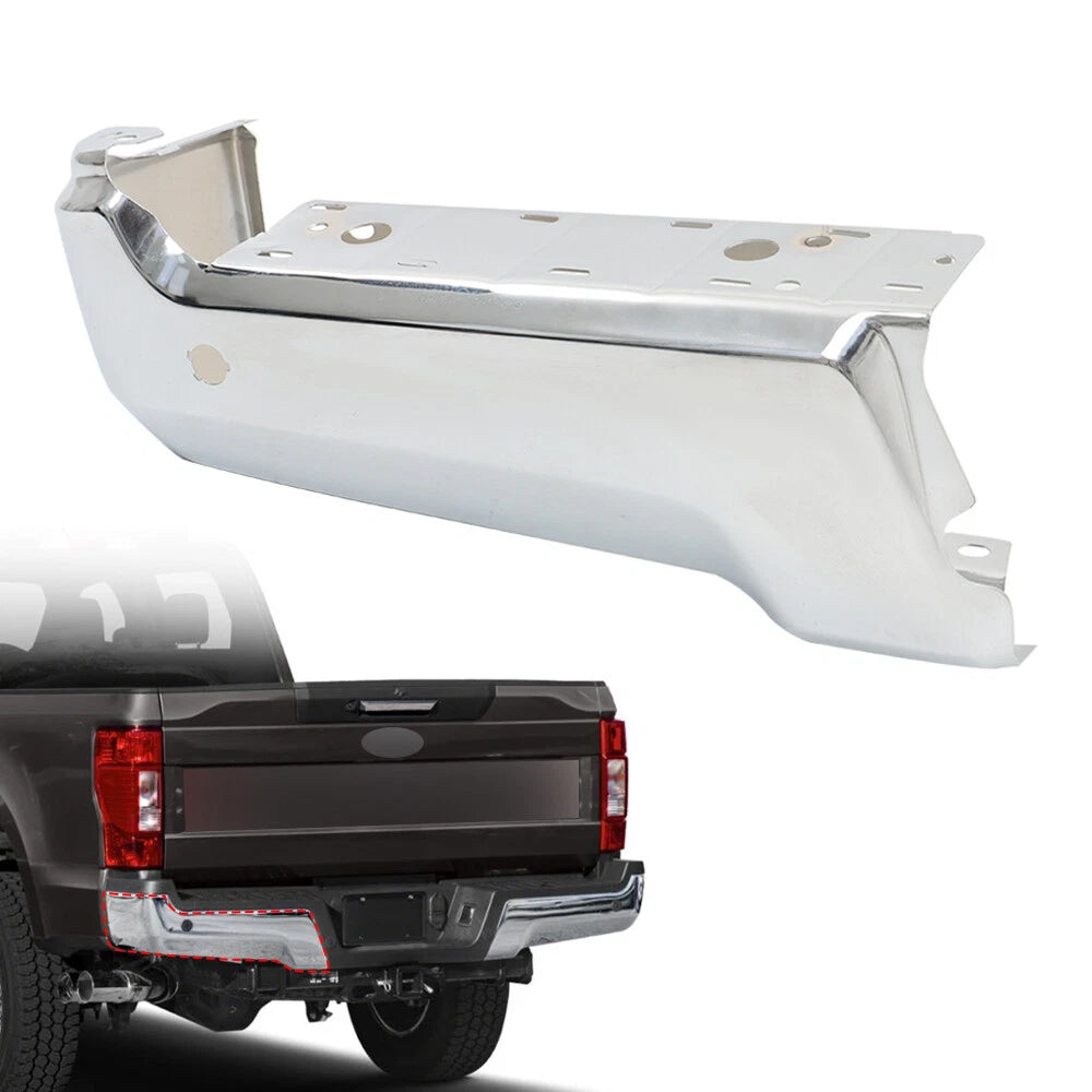 Chrome Rear Bumper Face Bar for Ford F250 F350 (2017–2019) with Sensor Holes