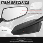 Universal Black Anti-Glare Side View Mirrors for Naked Bikes (Fit)