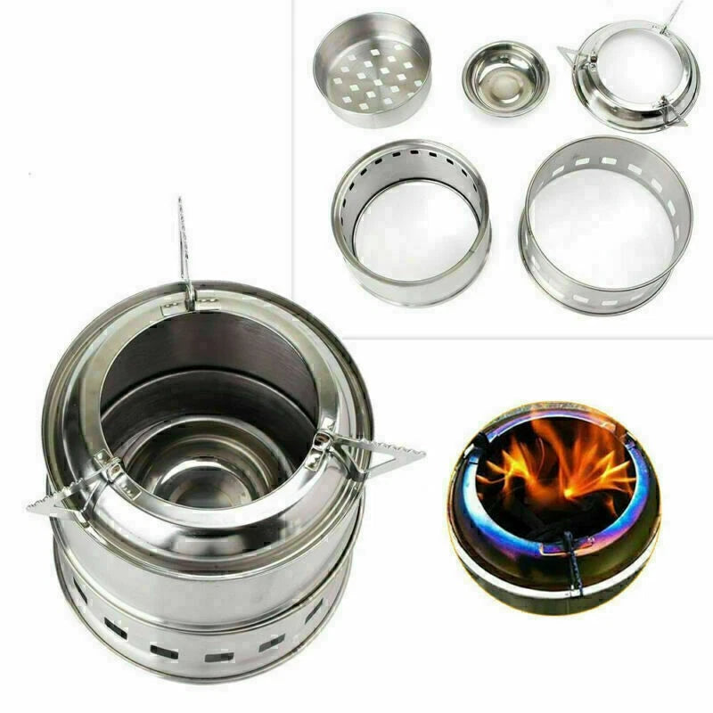 Stainless Steel Wood Stove for Backpacking Camping (Outdoor Use)