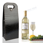Black Crocodile Grain Wine Carrier Bag for Double Bottle Tote (2020–2021)