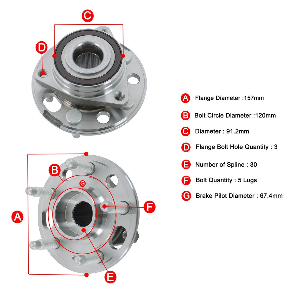 2X Front Wheel Bearings Hubs for Chevy Equinox Buick Regal GMC Terrain (2010–2017)
