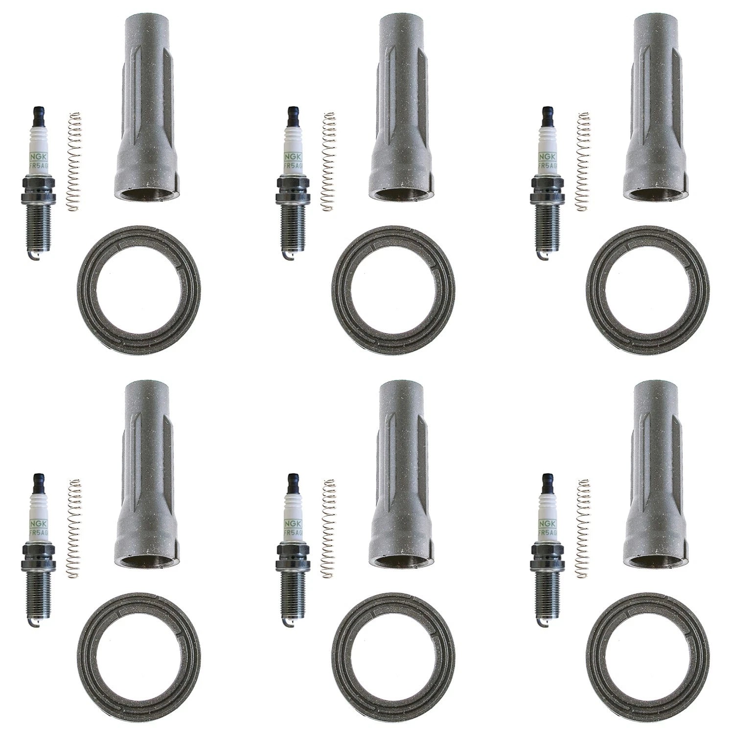 Set of 6 NGK GPower Platinum Spark Plugs & Denso Coil Boots for Avalon Camry (2007–2017)