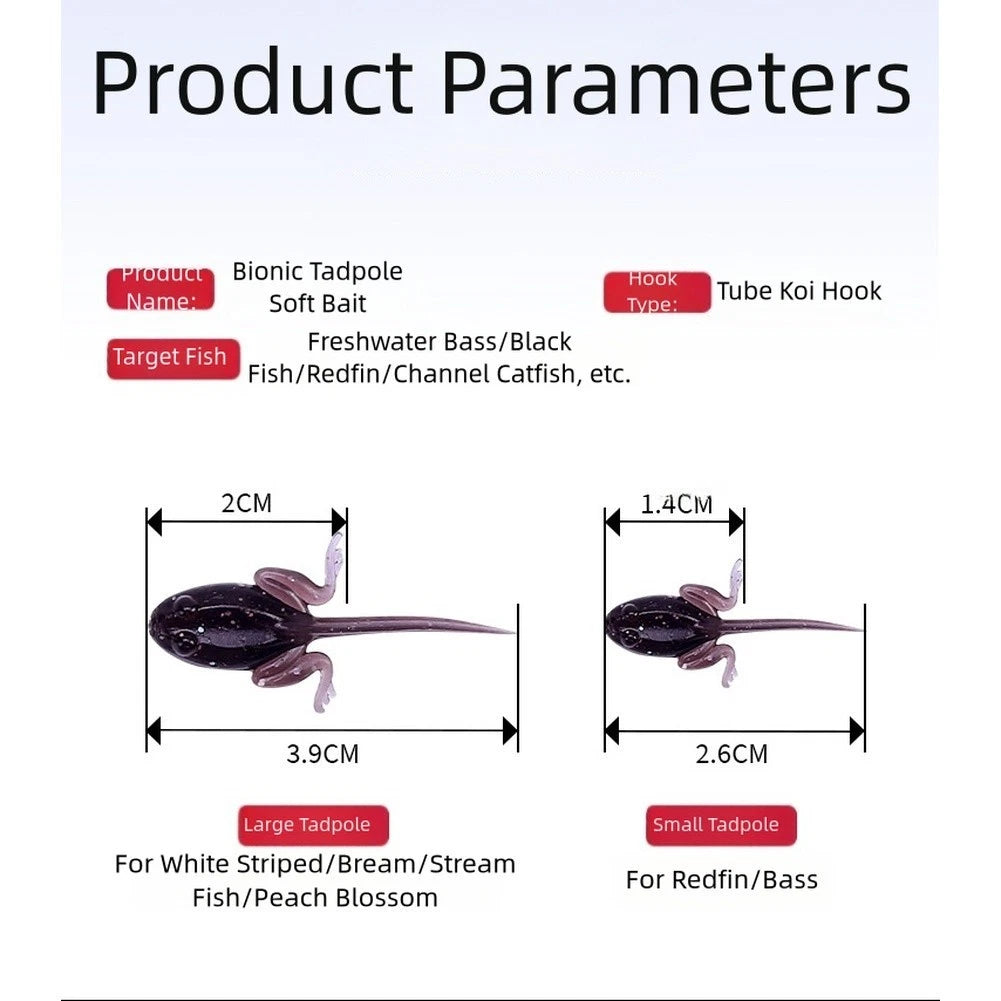 Soft Lure Tadpole Bait for Bass Fishing (Topwater Floating)