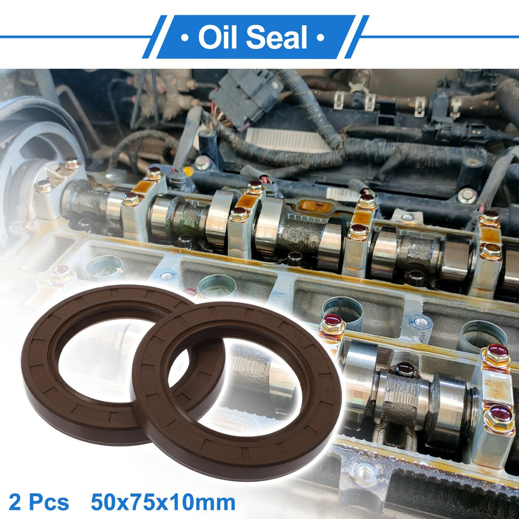Set of 2 Oil Seal Rotary Shaft Seal FKM Rubber 50x75x10mm
