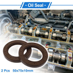 Set of 2 Oil Seal Rotary Shaft Seal FKM Rubber 50x75x10mm