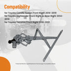 Front Window Regulator Right Side for Toyota Highlander Tacoma (2014–2019)