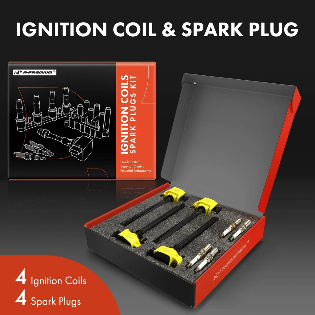 Set of 4 Ignition Coils & 4 Iridium Spark Plugs for Jeep Cherokee
