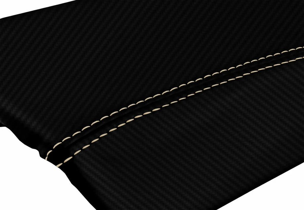 Console Lid Armrest Cover for Acura TL (1999–2003) Carbon Fiber Beige Stitch