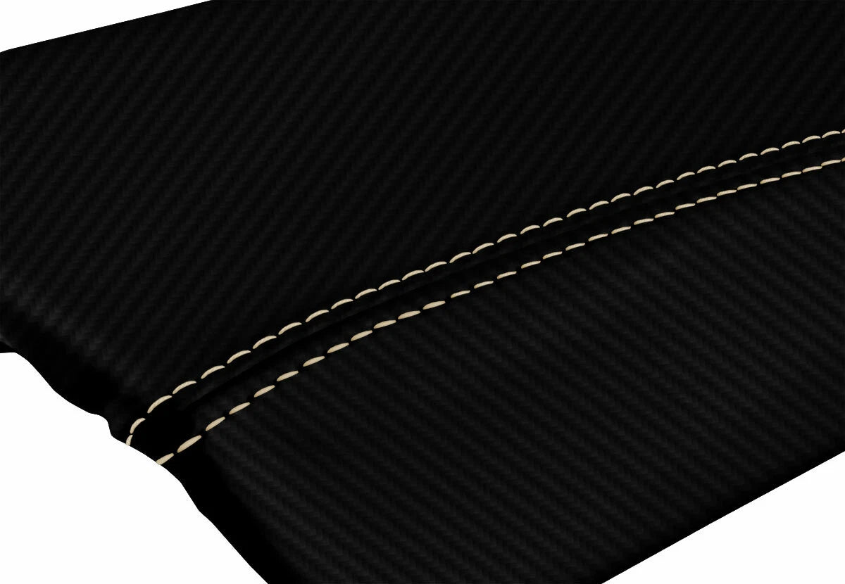 Console Lid Armrest Cover for Acura TL (1999–2003) Carbon Fiber Beige Stitch