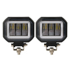 Set of 2 4-Inch Square LED Work Light Bars for Motorcycle (12V-24V)