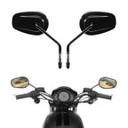 Black Teardrop Rearview Mirrors for Harley Softail Deluxe Fat Boy Dyna FXDL