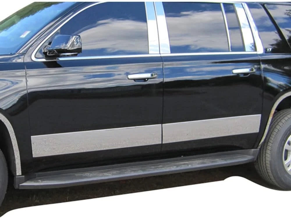 4pc. Luxury FX Stainless Steel 6 3/8' U. Rocker Trim for 2015-20 Chevy Suburban