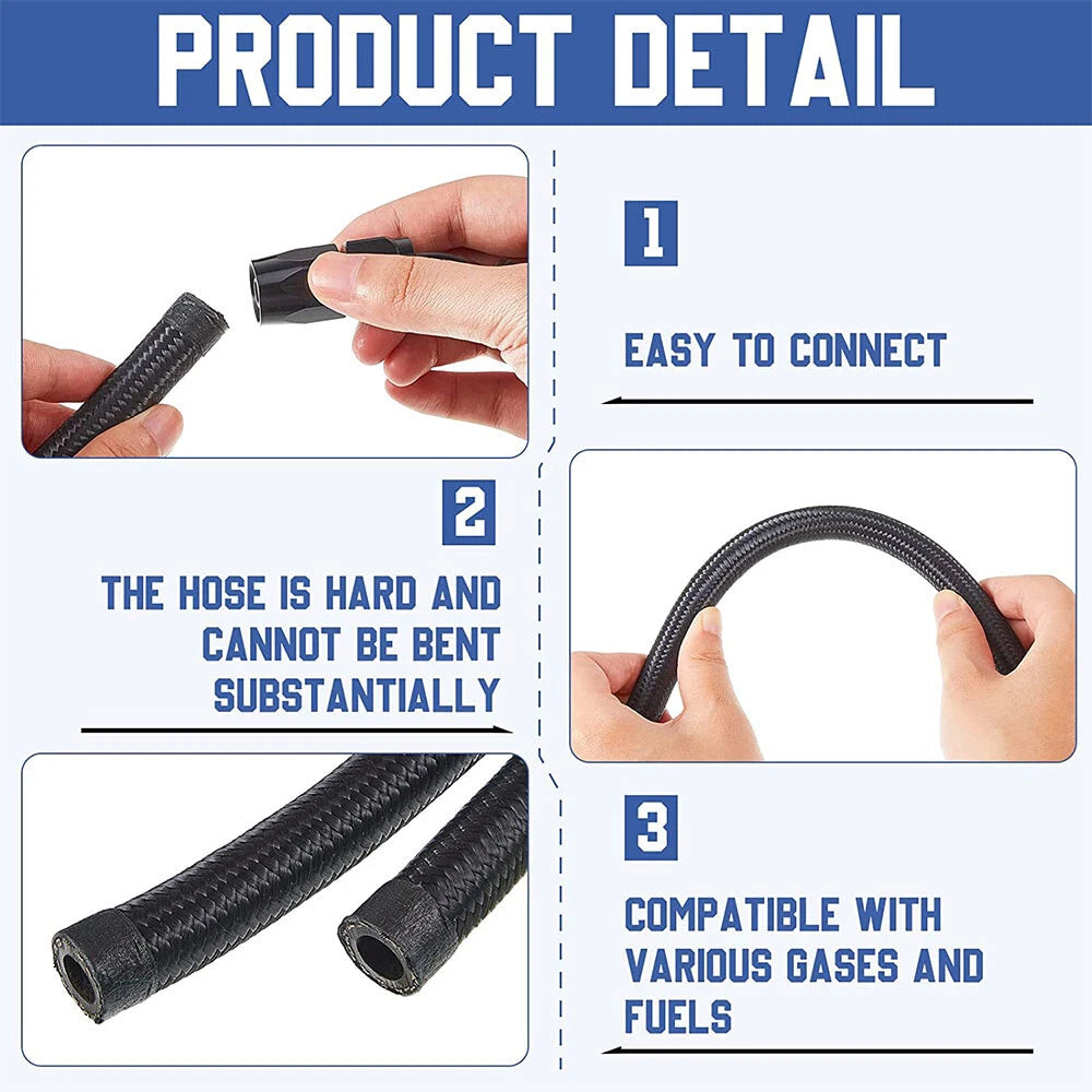 AN10 Steel Nylon Braided Oil Fuel Line Swivel Hose End Kit for 2010-2020