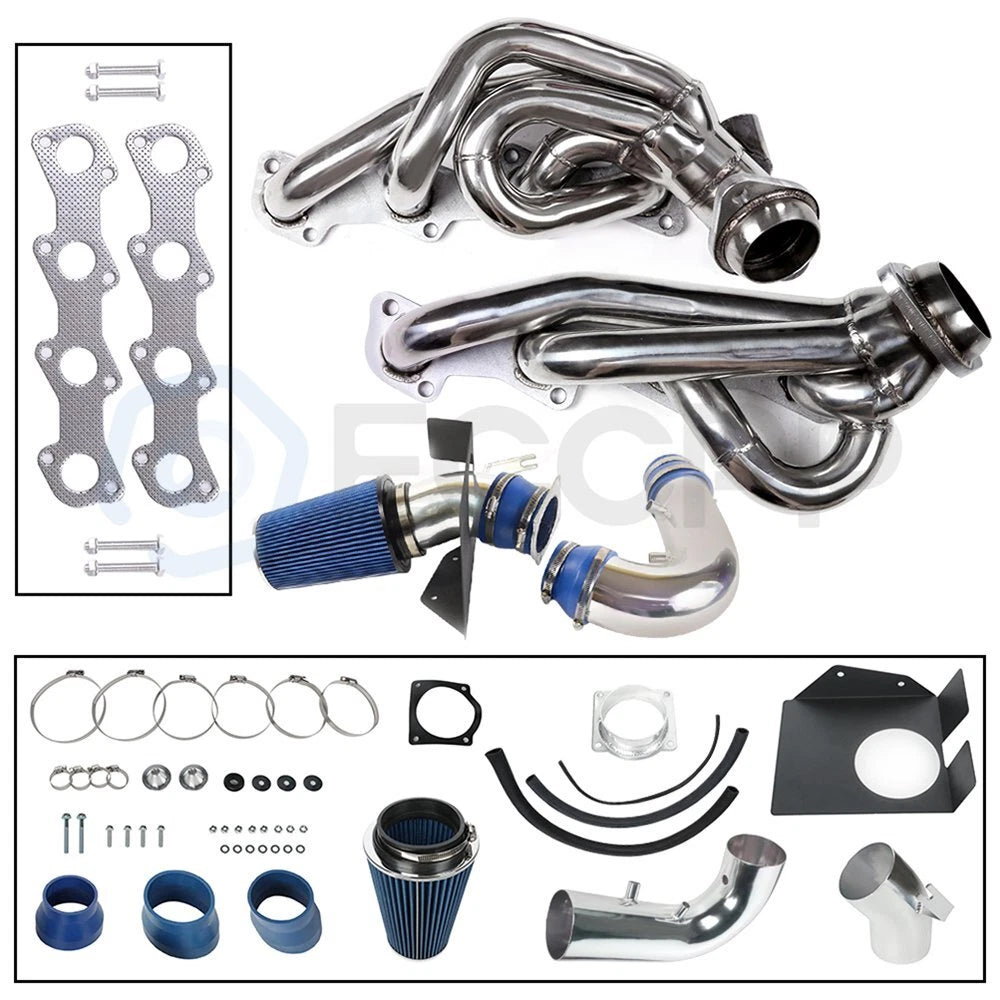 Exhaust Header Manifolds & Cold Air Intake Kit for Ford Expedition F-150 F-250