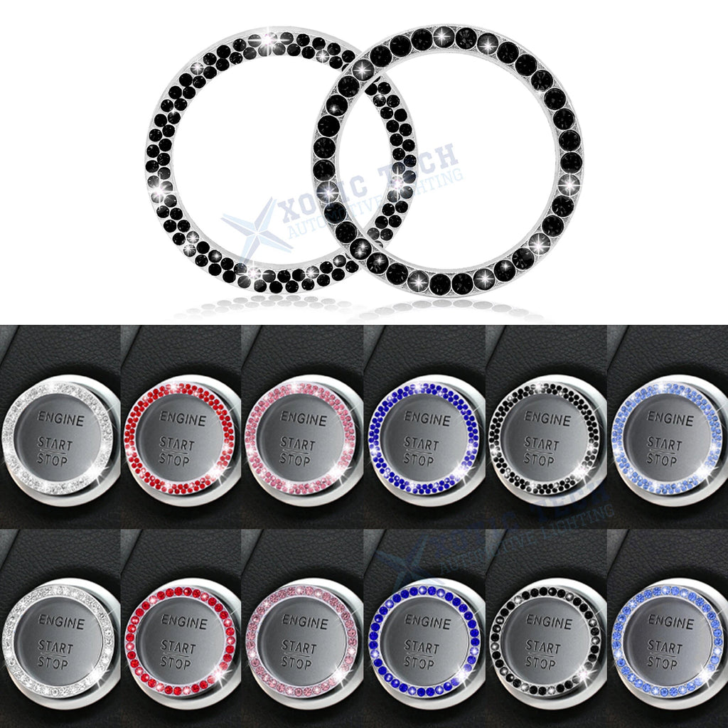 Bling Rhinestone Ignition Start Button Ring Emblem Sticker Cover for Universal (2021–2026)