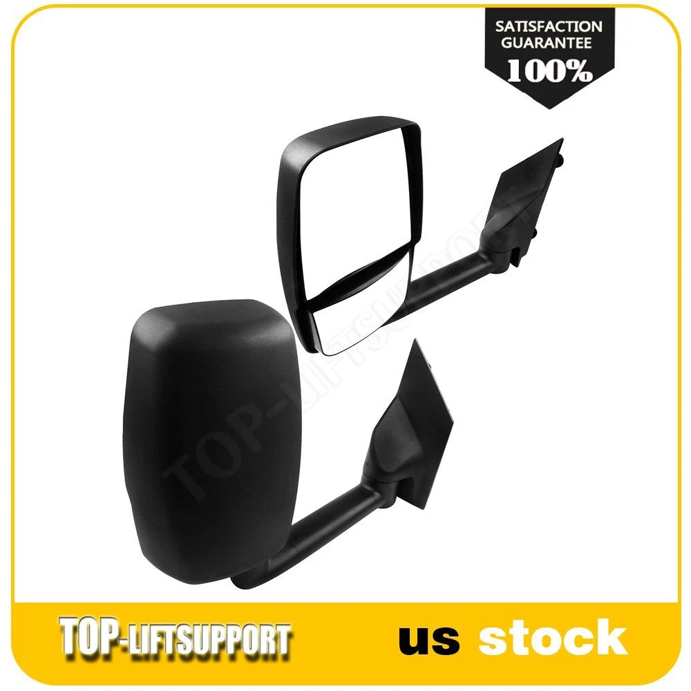 Pair of Smooth Black Manual Tow Mirrors for Chevy Express Savana Van