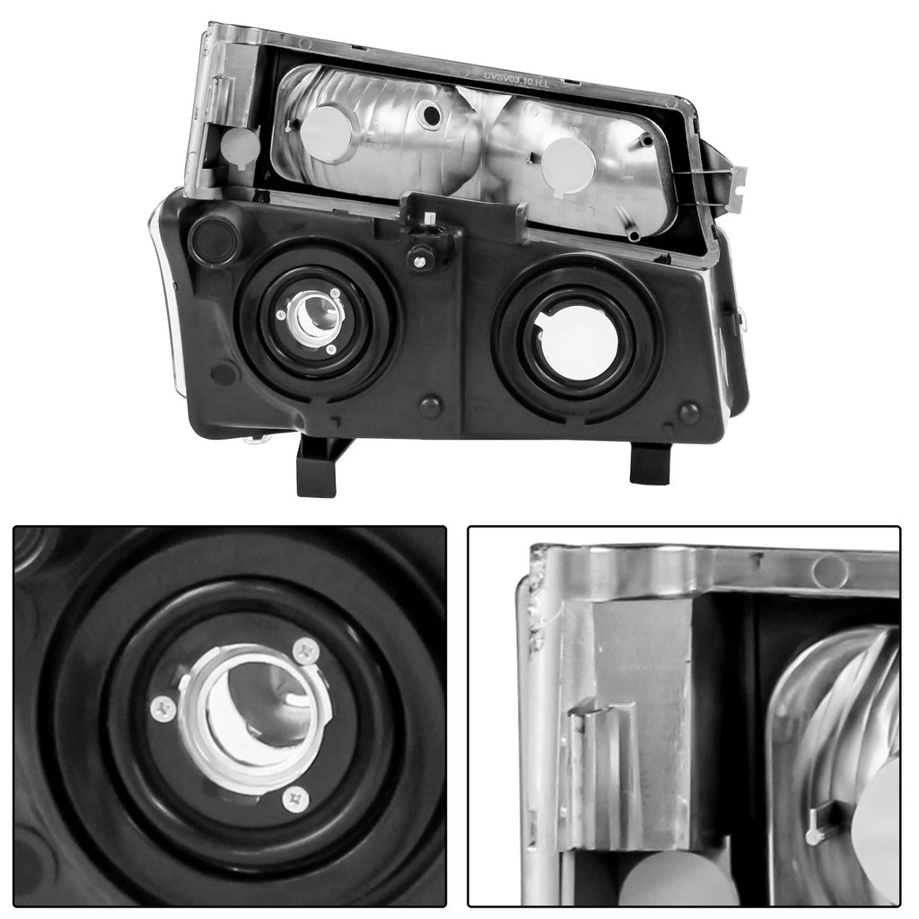 Pair Chrome Headlights for Chevy Silverado Avalanche 1500 2500 (2003-2006)