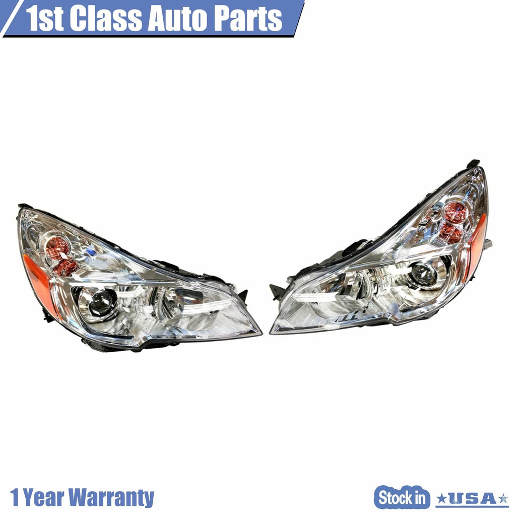 Set of 2 Halogen Headlights with Chrome Bezel for Subaru Outback (2013–2014)