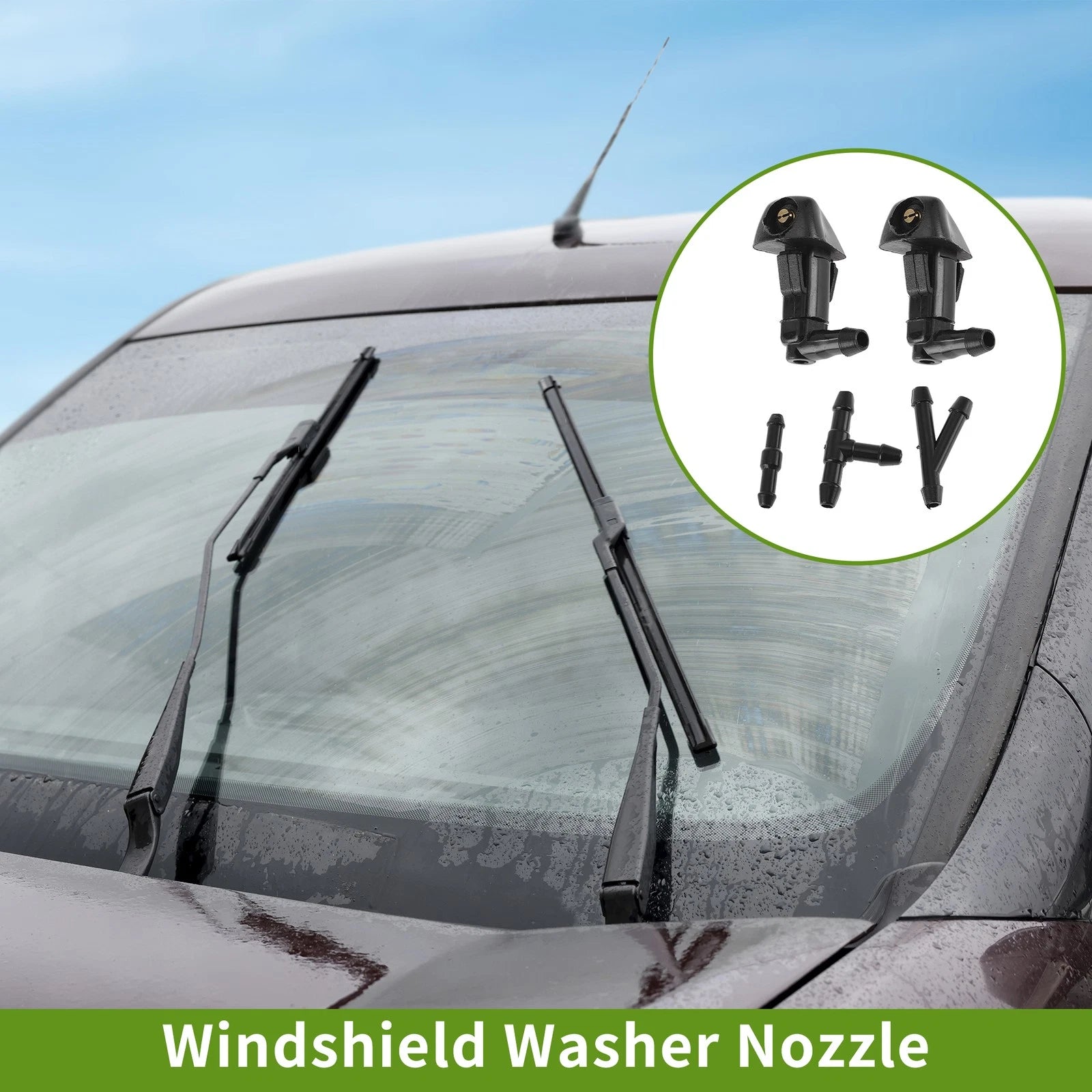 Set of 1 Windshield Washer Nozzle w/ Hose Connector for Honda (No.76810SDAA11)
