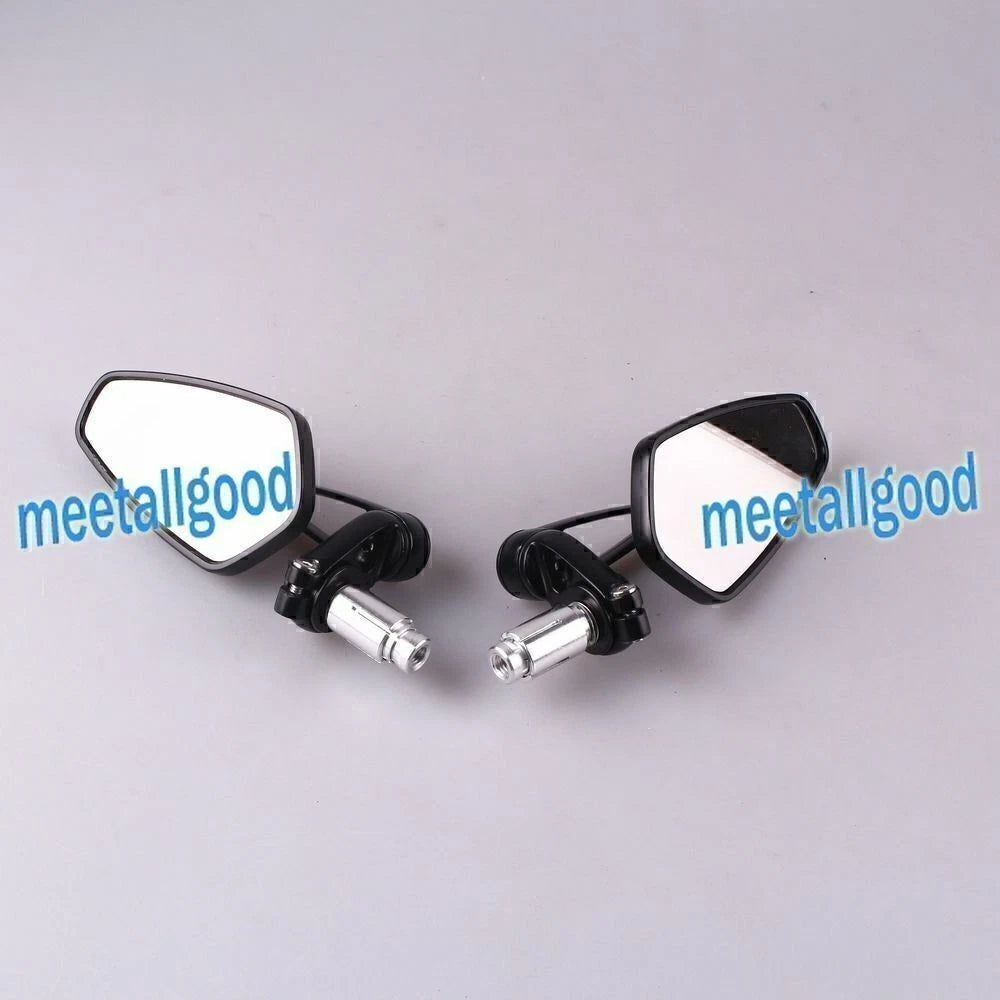 7/8" Handle Bar End Rear View Mirror Black for Honda Yamaha Motorcycle