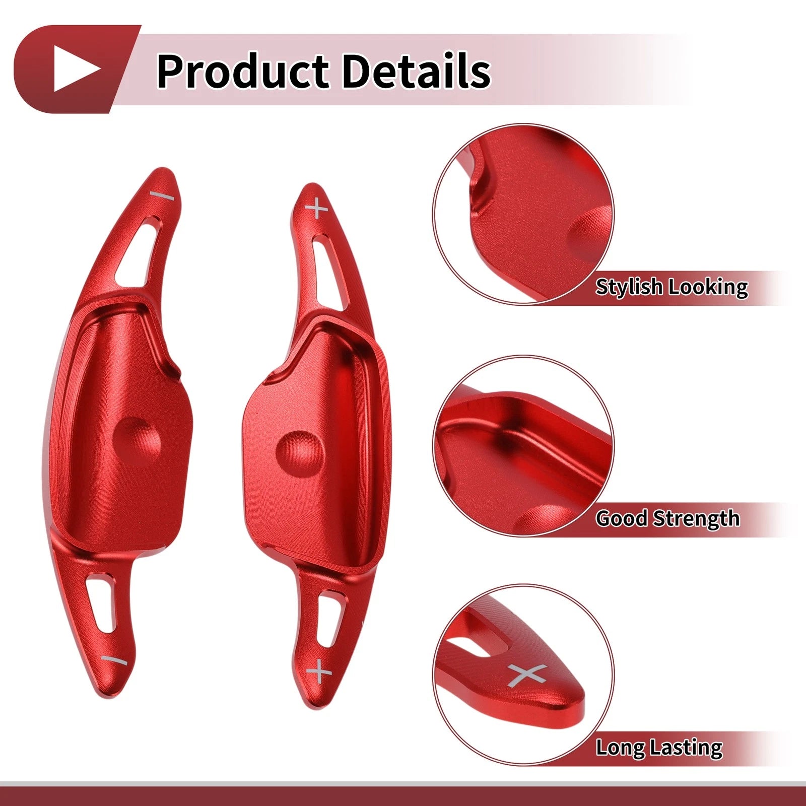 Set of 2 Red Aluminum Alloy Steering Wheel Paddles for Kia Sorento (2018)