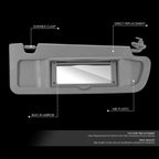Passenger Side Sun Visor Shade for Honda Civic (2006–2011) w/ Mirror Gray