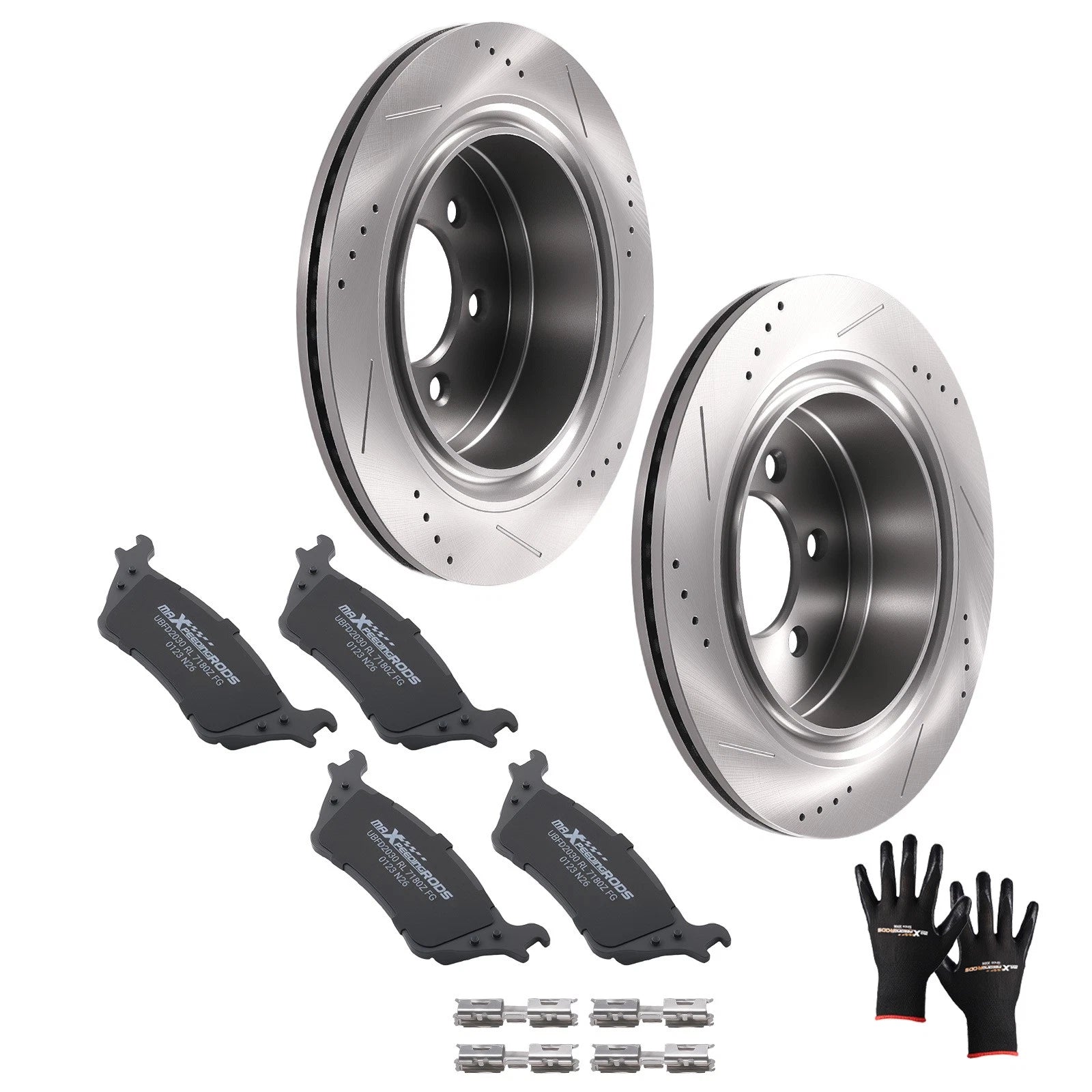 Rear Disc Brake Rotors & Ceramic Pads for Ford F-150 (2012–2020) S54186 D1602