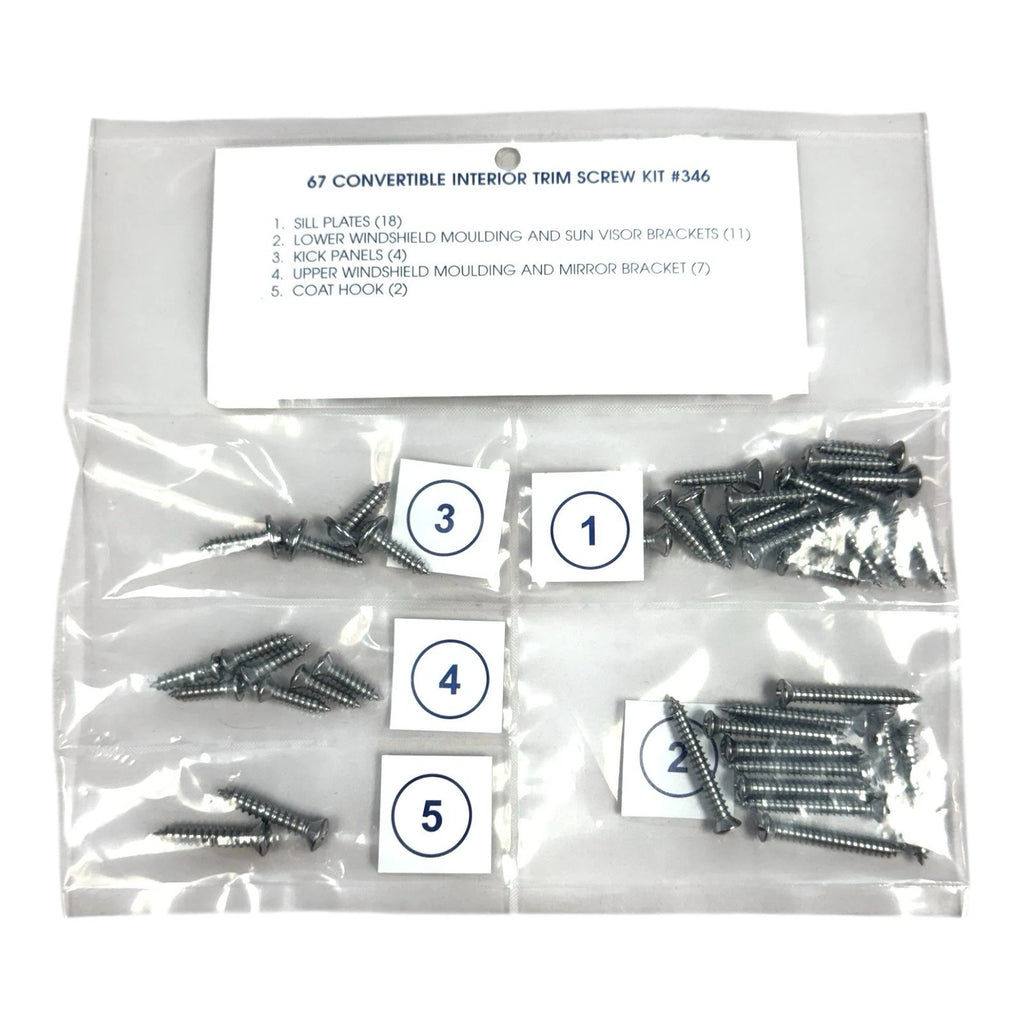 Interior Trim Screw Hardware Kit for 1967 Ford Mustang Convertible (OEM)