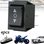 Set of 4 Rocker Switches 12V 6Pin Black Button for DPDT