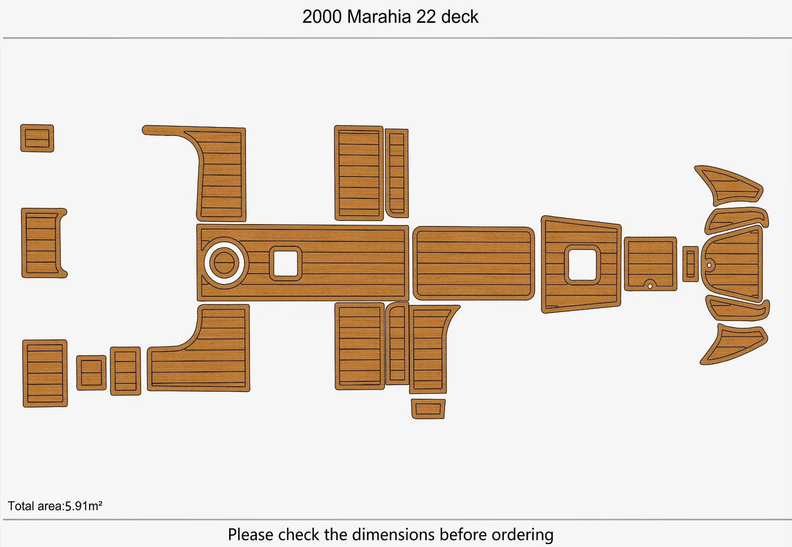 Seadek Swim Platform Cockpit EVA Foam Teak Deck Flooring for Marahia 22 (2000)