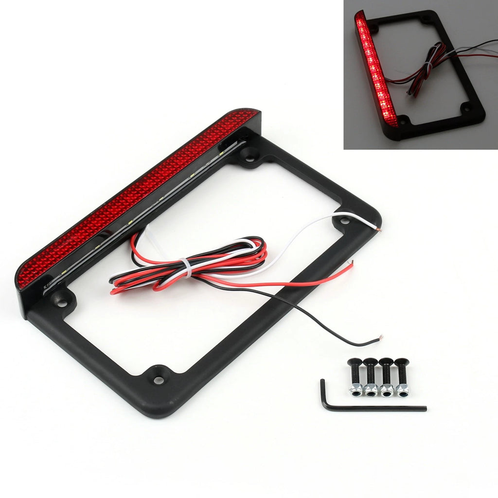 6" LED License Plate Frame with Tail Brake Light for Universal Motorcycle
