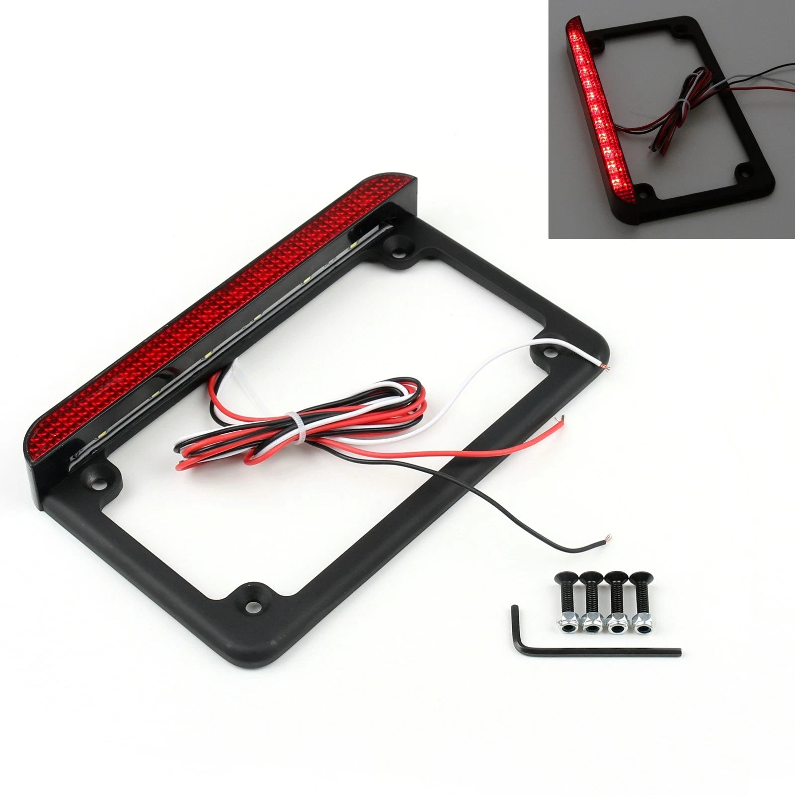 6" LED License Plate Frame with Tail Brake Light for Universal Motorcycle